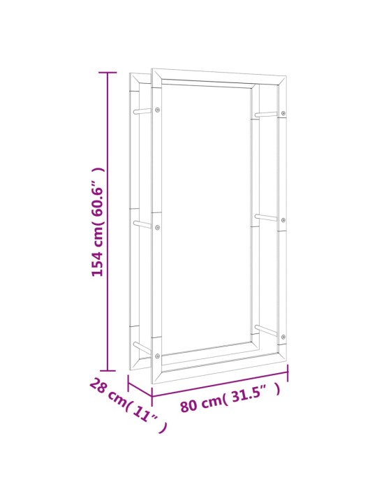 Polttopuuteline 80x28x154 cm ruostumaton teräs
