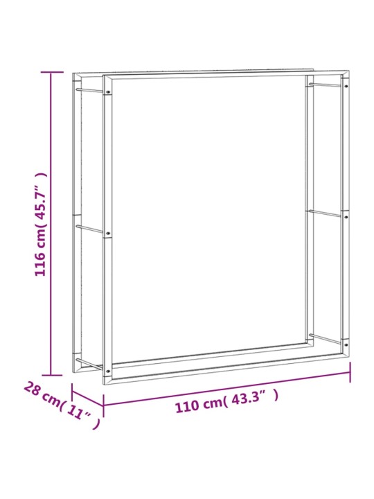 Polttopuuteline 110x28x116 cm ruostumaton teräs