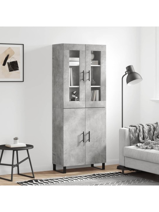 Kaappi betoninharmaa 69,5x34x180 cm tekninen puu