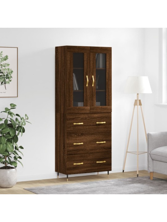 Kaappi ruskea tammi 69,5x34x180 cm tekninen puu