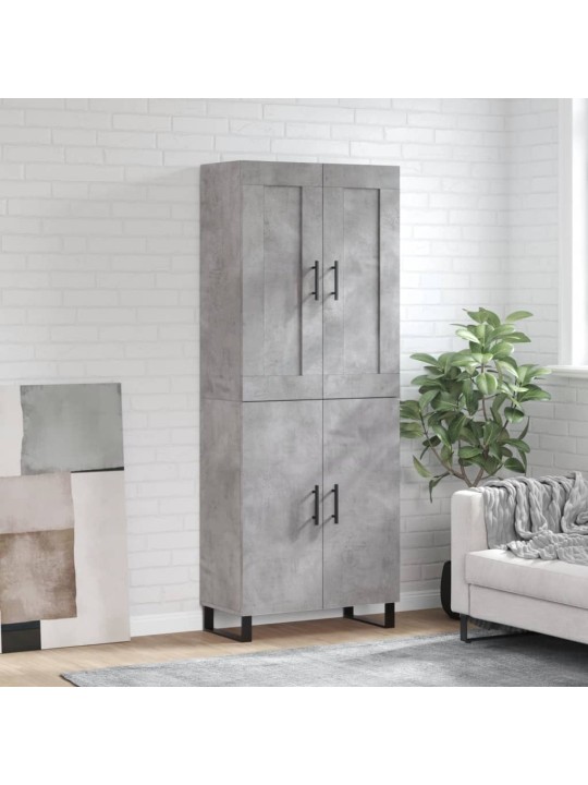Kaappi betoninharmaa 69,5x34x180 cm tekninen puu