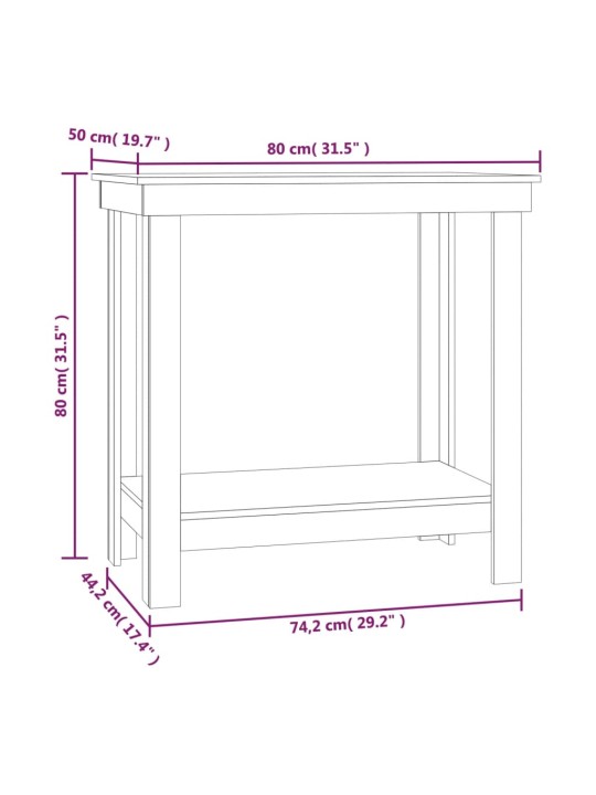 Työpenkki hunajanruskea 80x50x80 cm täysi mänty