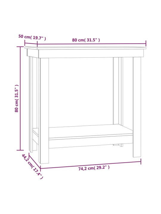 Työpenkki musta 80x50x80 cm täysi mänty