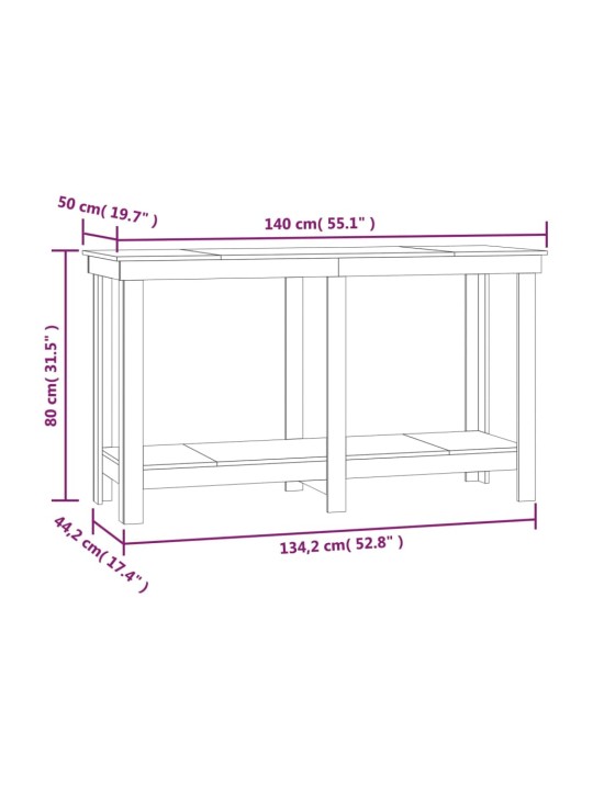 Työpenkki 140x50x80 cm täysi mänty