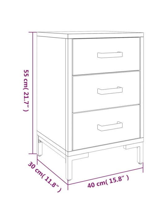 Yöpöydät 2 kpl musta 40x30x55 cm täysi mänty