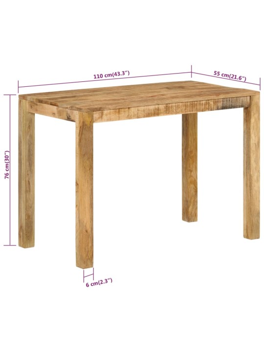 Ruokapöytä 110x55x76 cm täysi mangopuu