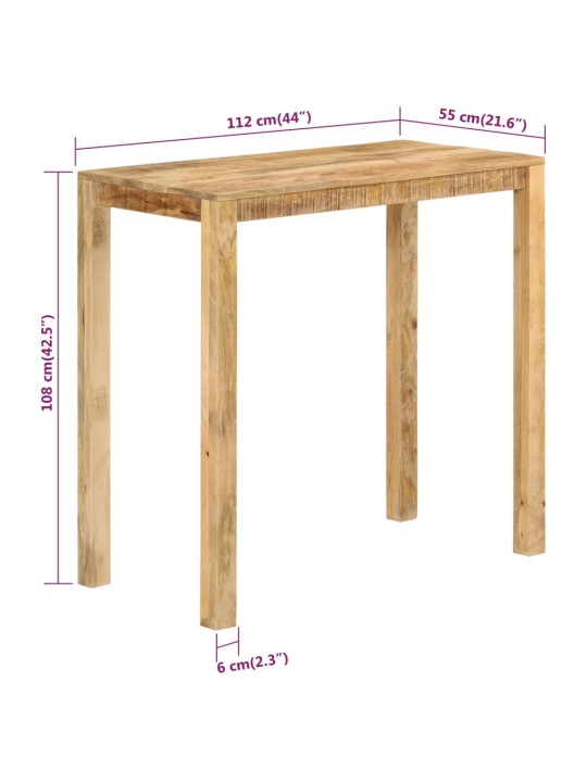 Baaripöytä 112x55x108 cm täysi mangopuu