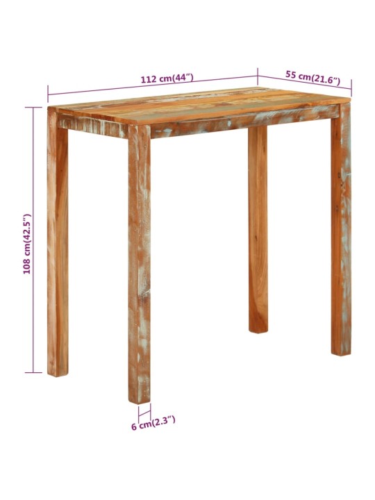 Baaripöytä 112x55x108 cm kierrätetty täyspuu