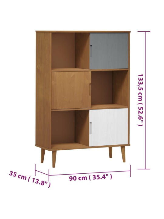 Kirjahylly MOLDE ruskea 90x35x133,5 cm täysi mänty