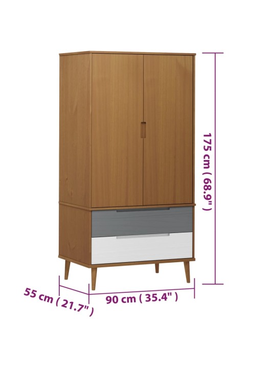 Vaatekaappi MOLDE ruskea 90x55x175 cm täysi mänty