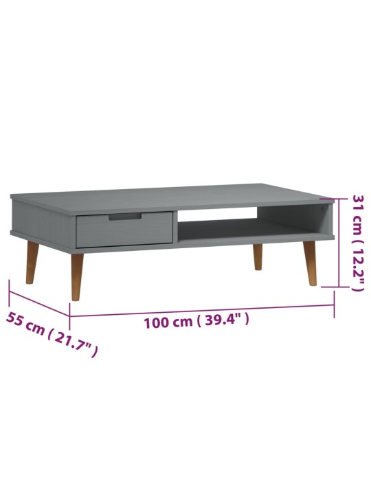 Sohvapöytä MOLDE ruskea 100x55x31 cm täysi mänty