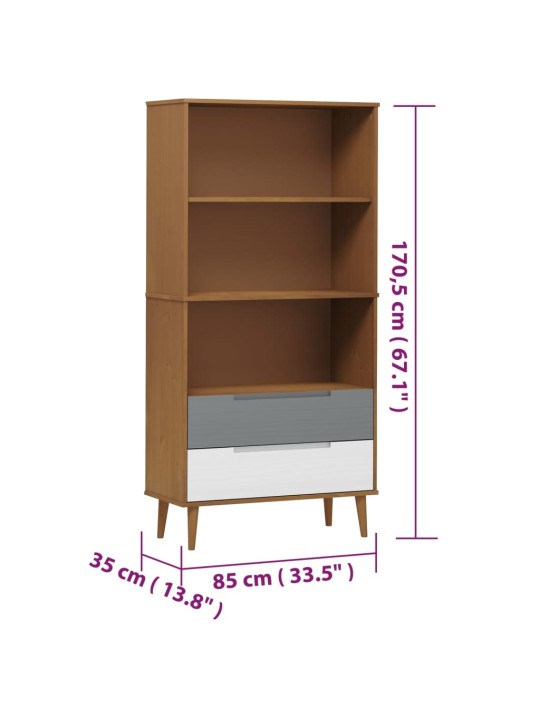 Kirjahylly MOLDE ruskea 85x35x170,5 cm täysi mänty