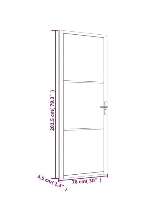 Sisäovi 76x201,5 cm musta ESG-lasi ja alumiini