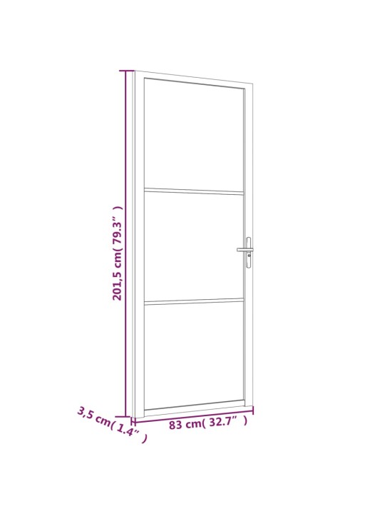 Sisäovi 83x201,5 cm musta ESG-lasi ja alumiini