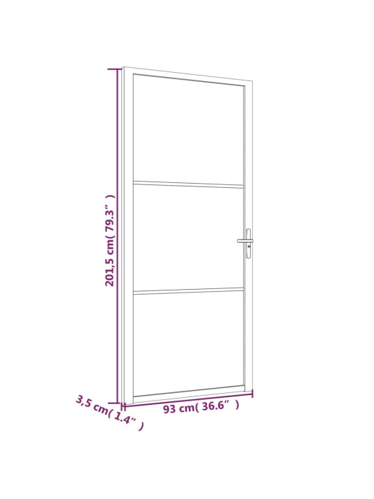 Sisäovi 93x201,5 cm musta ESG-lasi ja alumiini