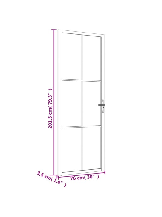 Sisäovi 76x201,5 cm musta ESG-lasi ja alumiini