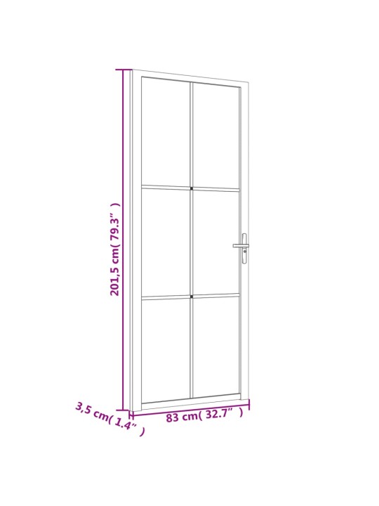 Sisäovi 83x201,5 cm musta ESG-lasi ja alumiini