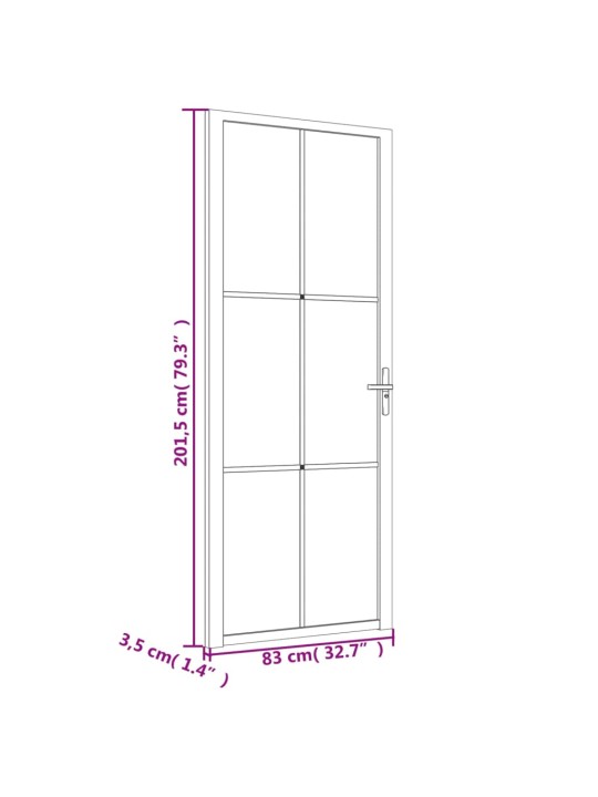 Sisäovi 83x201,5 cm valkoinen ESG-lasi ja alumiini