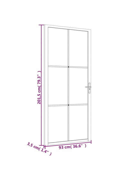 Sisäovi 93x201,5 cm valkoinen mattalasi ja alumiini