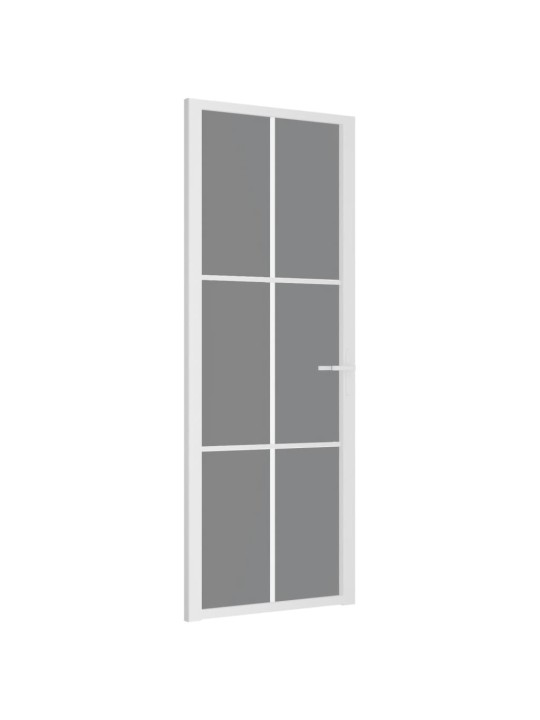 Sisäovi 76x201,5 cm valkoinen ESG-lasi ja alumiini
