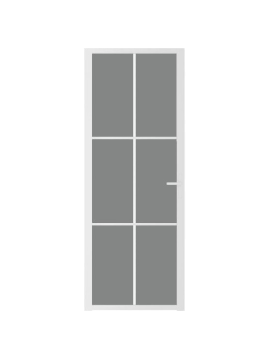 Sisäovi 76x201,5 cm valkoinen ESG-lasi ja alumiini