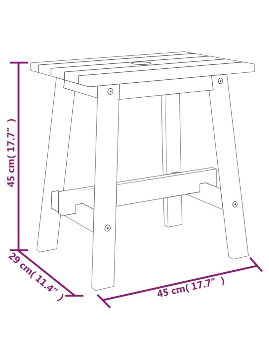 Jakkara 45x29x45 cm suorakaiteenmuotoinen täysi akasiapuu