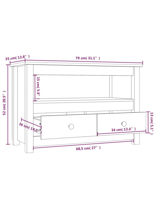 TV-taso musta 79x35x52 cm täysi mänty