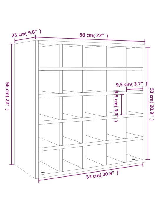 Viinikaappi musta 56x25x56 cm täysi mänty