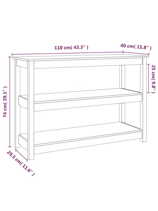 Konsolipöytä 110x40x74 cm täysi mänty