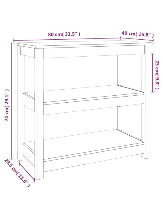 Konsolipöytä 80x40x74 cm täysi mänty