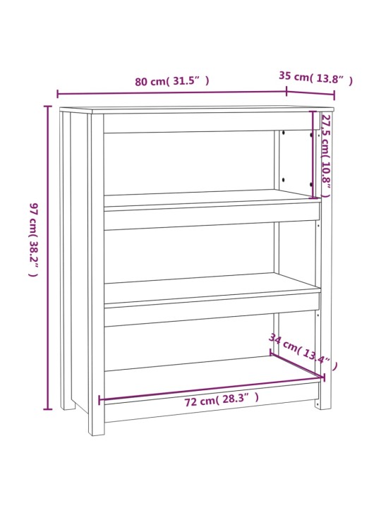 Kirjahylly harmaa 80x35x97 cm täysi mänty