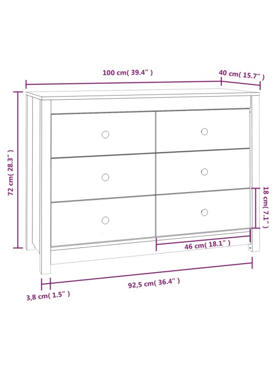 Senkki 100x40x72 cm täysi mänty