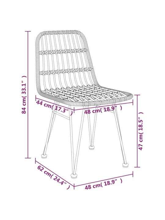 Puutarhatuolit 2 kpl 48x62x84 cm PE rottinki