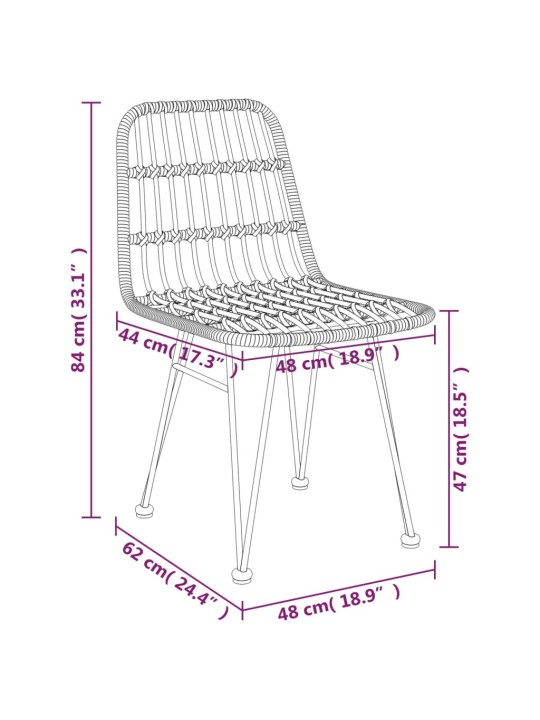 Puutarhatuolit 2 kpl musta 48x62x84 cm PE rottinki