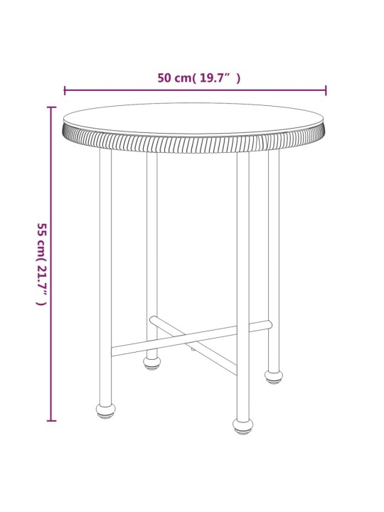 Ruokapöytä Ø50 cm karkaistu lasi ja teräs