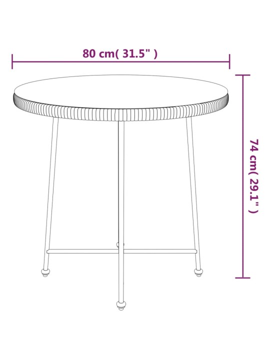 Ruokapöytä Ø80 cm karkaistu lasi ja teräs