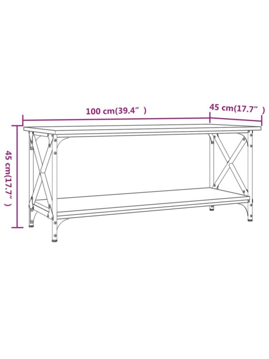 Sohvapöytä musta 100x45x45 cm tekninen puu ja rauta