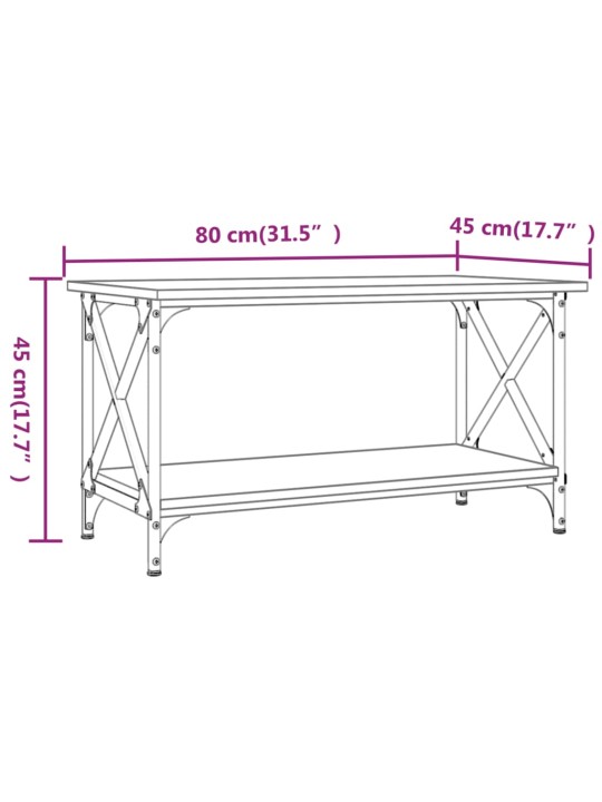 Sohvapöytä musta 80x45x45 cm tekninen puu ja rauta