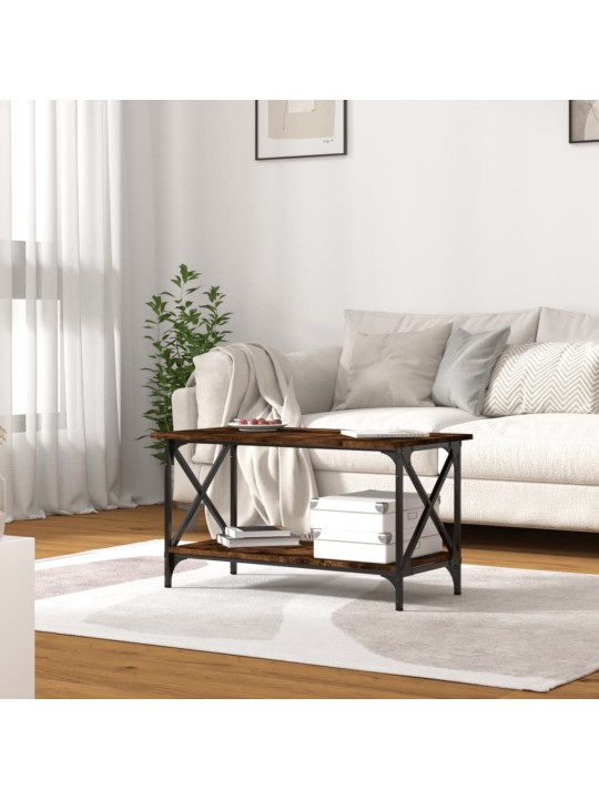 Sohvapöytä savutammi 80x45x45 cm tekninen puu ja rauta