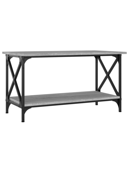 Sohvapöytä harmaa sonoma 80x45x45 cm tekninen puu ja rauta