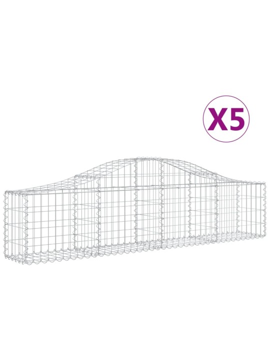 Kaarevat kivikorit 5 kpl 200x30x40/60 cm galvanoitu rauta