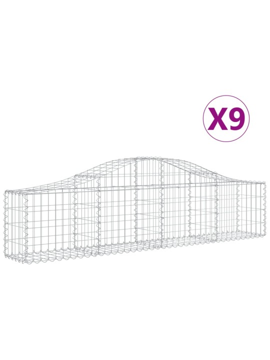 Kaarevat kivikorit 9 kpl 200x30x40/60 cm galvanoitu rauta