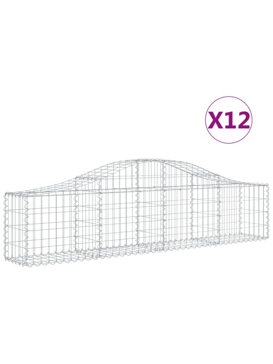 Kaarevat kivikorit 12 kpl 200x30x40/60 cm galvanoitu rauta