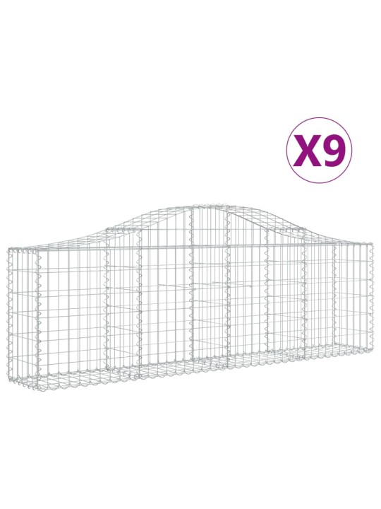 Kaarevat kivikorit 9 kpl 200x30x60/80 cm galvanoitu rauta