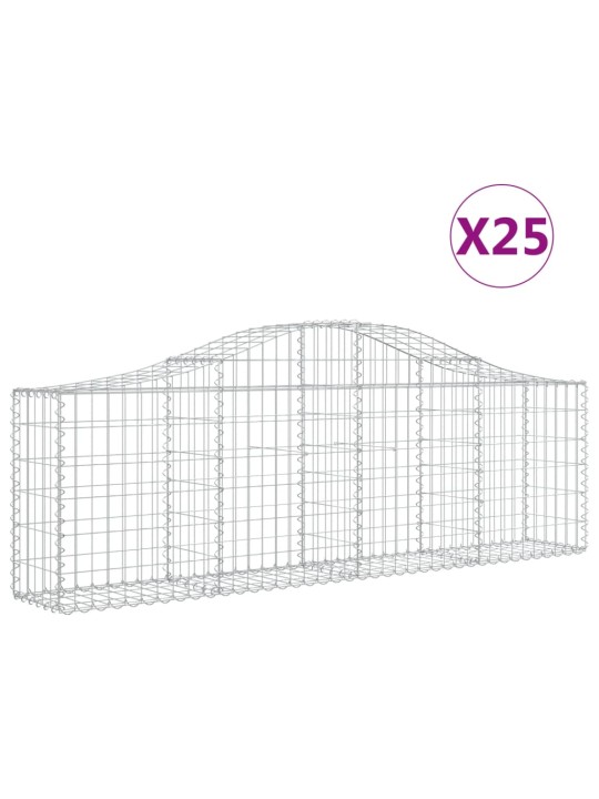 Kaarevat kivikorit 25 kpl 200x30x60/80 cm galvanoitu rauta