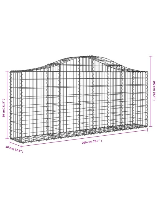 Kaarevat kivikorit 4 kpl 200x30x80/100 cm galvanoitu rauta