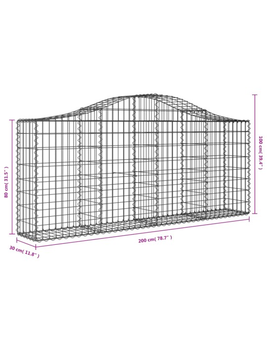 Kaarevat kivikorit 5 kpl 200x30x80/100 cm galvanoitu rauta