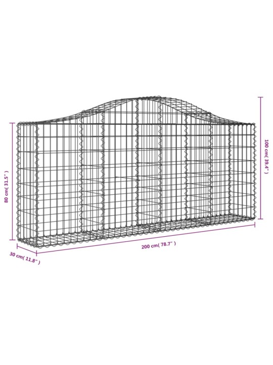 Kaarevat kivikorit 12 kpl 200x30x80/100 cm galvanoitu rauta