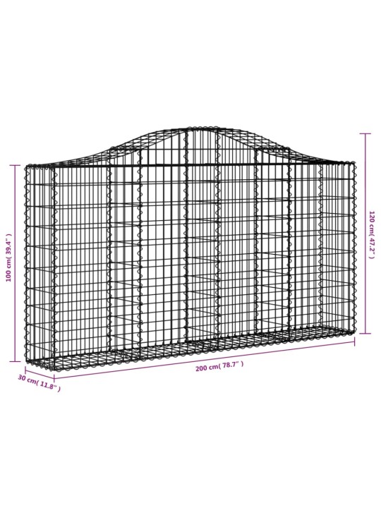 Kaarevat kivikorit 2 kpl 200x30x100/120 cm galvanoitu rauta