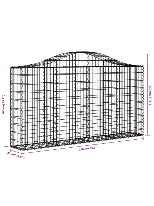 Kaarevat kivikorit 4 kpl 200x30x100/120 cm galvanoitu rauta